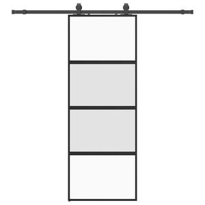 vidaXL Skyved&oslash;r med monteringssett svart 76x205 cm herdet glass