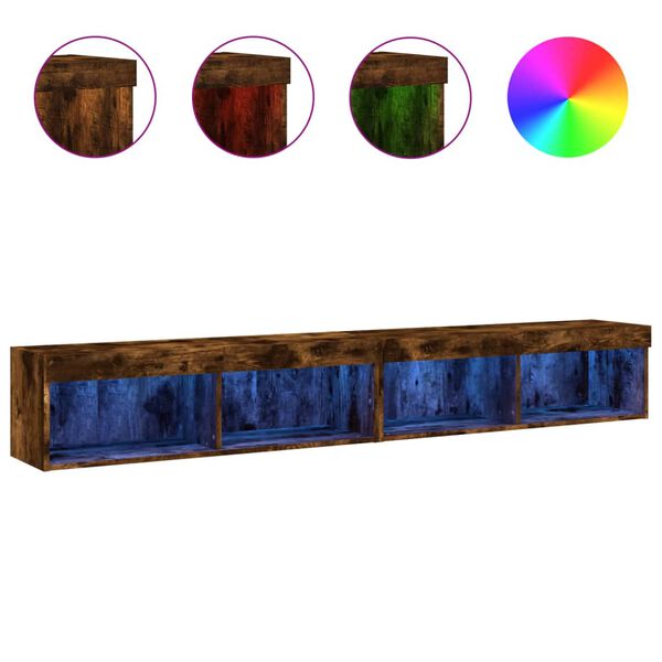 vidaXL TV-benker med LED-lys 2 stk r&oslash;kt eik 100x30x30 cm