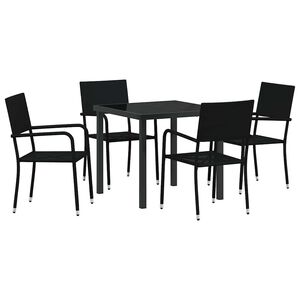 vidaXL Hage Spisegruppe med pute 5 pcs Svart polyrotting