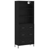 vidaXL Highboard svart 69,5x34x180 cm konstruert tre