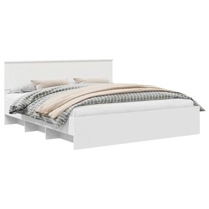 vidaXL Sengestamme med hodegjerde Hvit 200 x 200 cm Konstruert tre