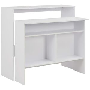 vidaXL Barbord med 2 bordplater 130x40x120 cm hvit