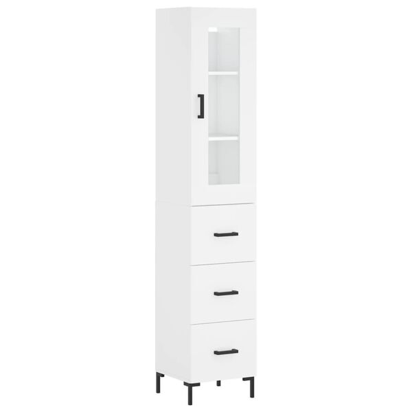 vidaXL Highboard hvit 34,5x34x180 cm konstruert tre