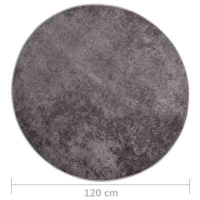 vidaXL Vaskbart teppe φ120 cm grå sklisikker