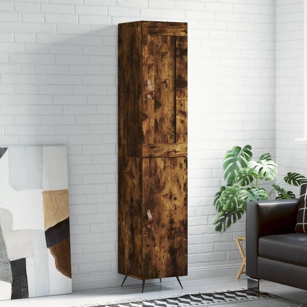 vidaXL Highboard r&oslash;kt eik 34,5x34x180 cm konstruert tre