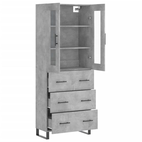 vidaXL Highboard betonggr&aring; 69,5x34x180 cm konstruert tre