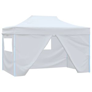 vidaXL Sammenleggbart festtelt 4 sidevegger 280x410x315 cm st&aring;l hvit