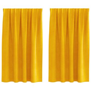 vidaXL Blendingsgardiner 2 pcs Sennepsgul 140 x 140 cm Fl&oslash;yel
