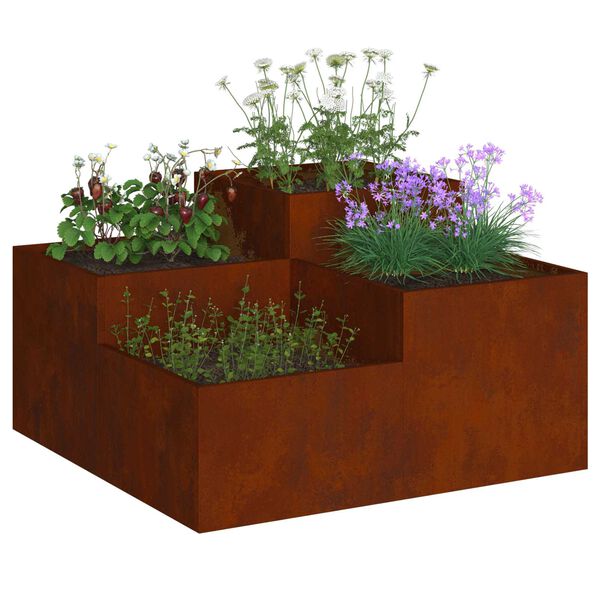 vidaXL Hageblomsterpotte Rusten 100 x 100 x 48 cm Cortenst&aring;l