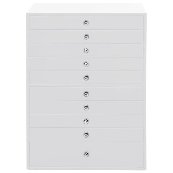 vidaXL Smykkeskrin 10-lags med klokkeholdere hvit 29x20,5x40,5 cm