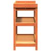 vidaXL Pottebord med hyller brun 108x45x86,5 cm heltre furu