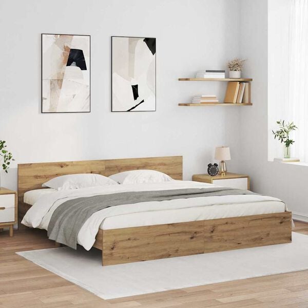 vidaXL Sengestamme Artisan Eik 200 x 200 cm Konstruert tre