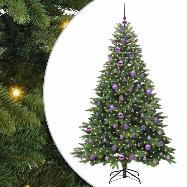 vidaXL Kunstig juletre med 300 LED med stativ gr&oslash;nn 180 cm PE og PVC