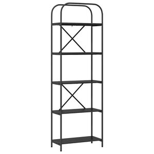 vidaXL Bokhylle 5 niv&aring;er 60 x 30 x 183 cm Konstruert tre Svart Eik