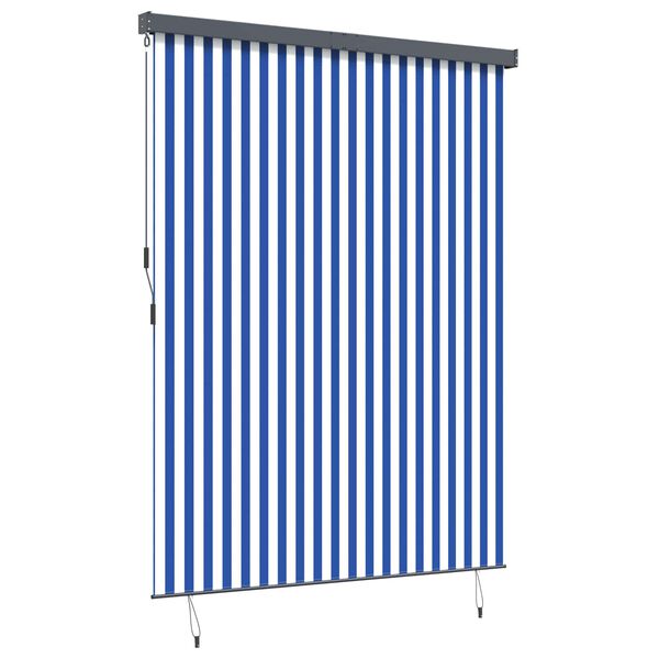 vidaXL Rullegardin Blå og hvit 200 x 250 cm Stoff og Aluminium