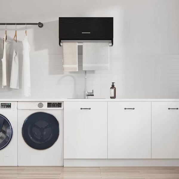 vidaXL Garderobeskap Svart Eik 70 x 32,5 x 35 cm Konstruert tre