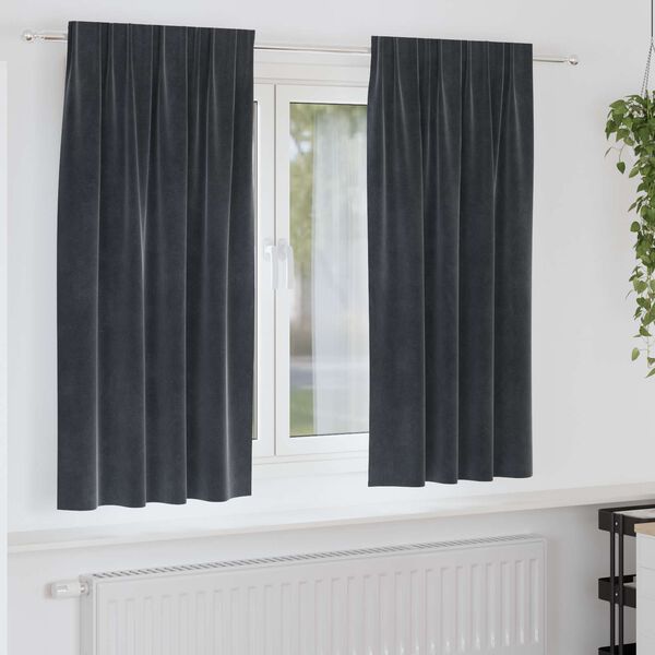 vidaXL Blendingsgardiner 2 pcs Mørkegrå 140 x 175 cm Fløyel