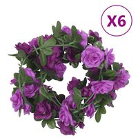 vidaXL Kunstige blomsterkranser 6 stk lyselilla 240 cm