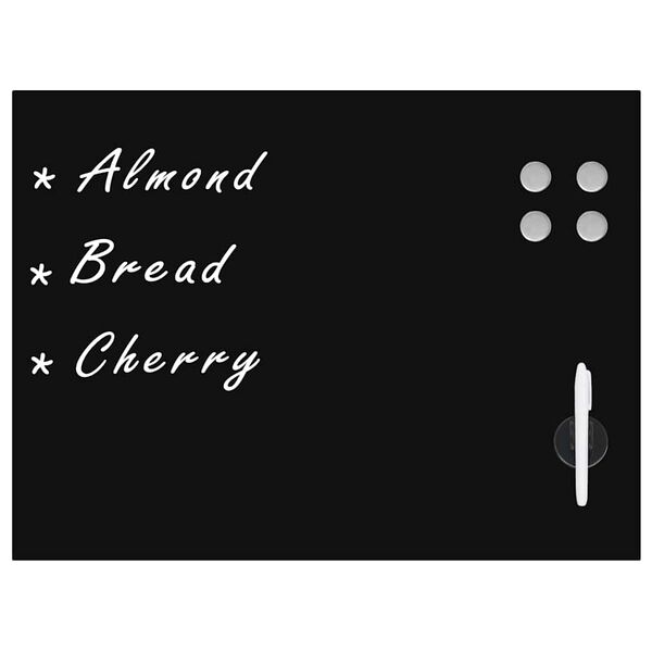 vidaXL Veggmontert magnetisk tavle glass svart 80x60 cm