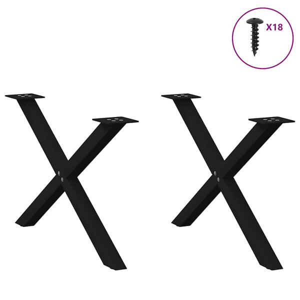 vidaXL Salongbordben X-formet 2 stk svart 70 x (42-43) cm st&aring;l
