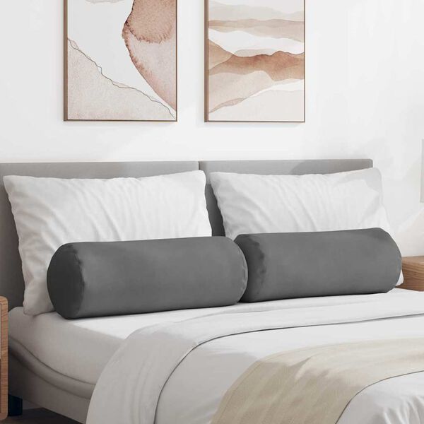 vidaXL Bolster puter 2 pcs Mørkegrå Ø 25 x 70 cm Mikrofiber stoff