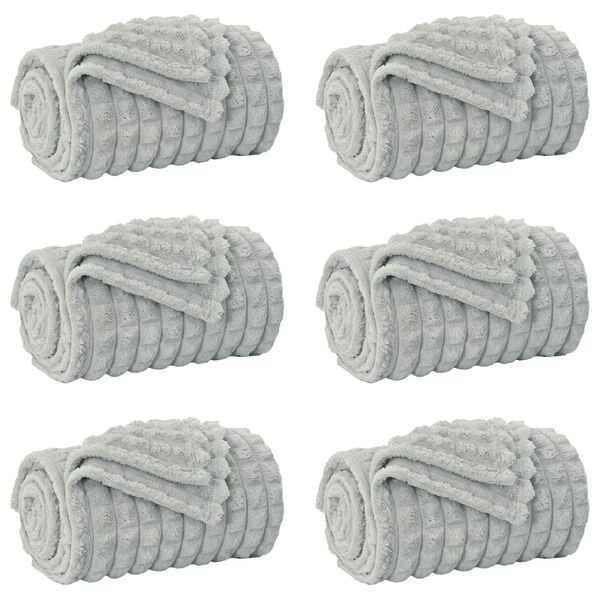 vidaXL Kastepledd 6 pcs Gr&aring; 240 x 220 cm Fleece