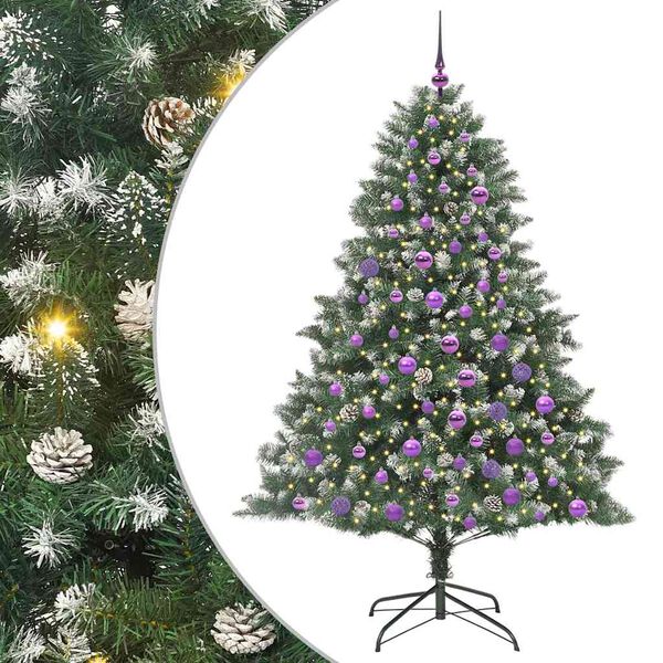 vidaXL Kunstig juletre med 300 LED grønn 180 cm PVC og plast og stål