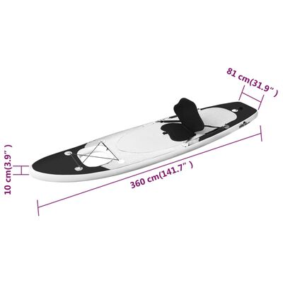 vidaXL Oppblåsbart padlebrettsett svart 360x81x10 cm