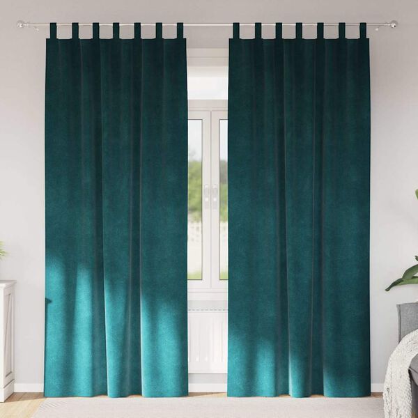 vidaXL Blendingsgardiner 2 pcs M&oslash;rkegr&oslash;nn 140 x 260 cm Fl&oslash;yel