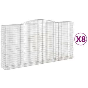 vidaXL Gabionkurver buede 8 stk 400x50x200/220 cm galvanisert jern