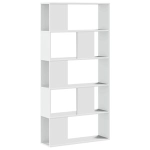vidaXL Bokhylle 5 etasjer hvit 80,5x23,5x162,5 cm konstruert tre
