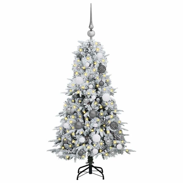 vidaXL Kunstig sammensatt juletre med 150 LED Hvit 120 cm PE og PVC