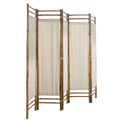 vidaXL Sammenleggbar romdeler 5-paneler bambus og lerret 200 cm