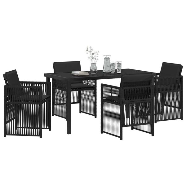vidaXL Hage Spisegruppe 5 pcs Svart Poly rattan