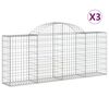 vidaXL Gabionkurver buede 3 stk 200x30x80/100 cm galvanisert jern