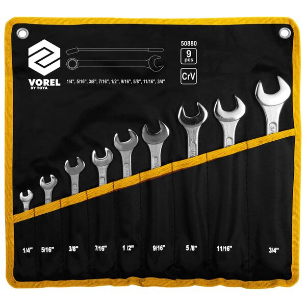 VOREL Kombinasjonsn&oslash;kkelsett 9 deler 6-19 mm