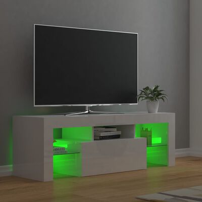 vidaXL TV-benk med LED-lys høyglans hvit 120x35x40 cm