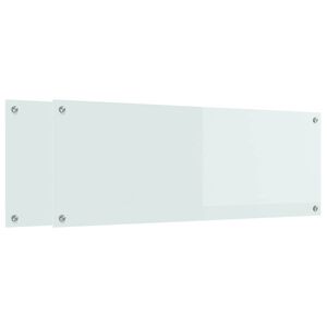 vidaXL Kj&oslash;kkenbenkplate 2 stk. Hvit 110 x 40 cm herdet glass