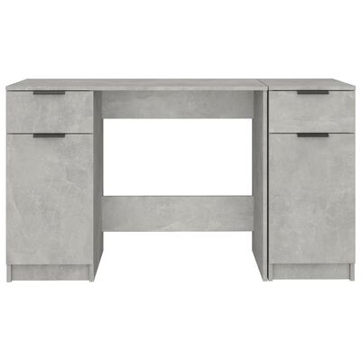 vidaXL Skrivebord med sideskap betonggrå konstruert tre