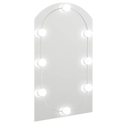 vidaXL Speil med LED-lys 70x40 cm glass oval