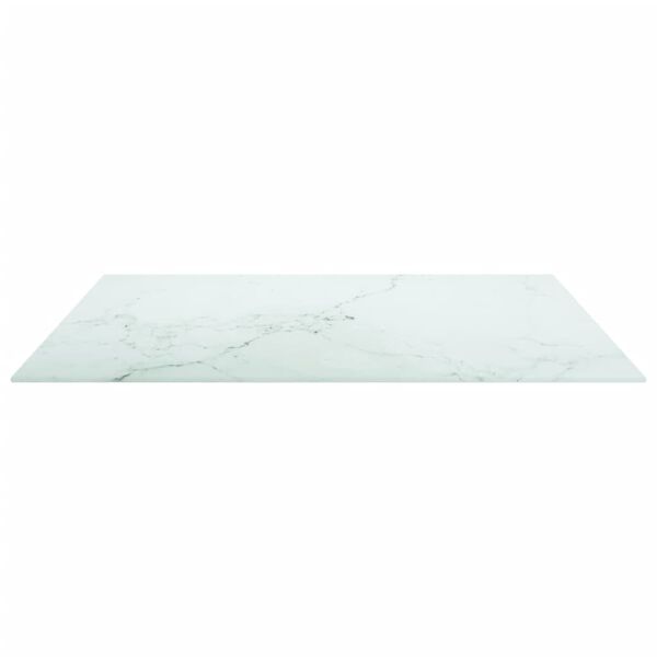 vidaXL Bordplate hvit 80x80 cm 6 mm herdet glass med marmor design