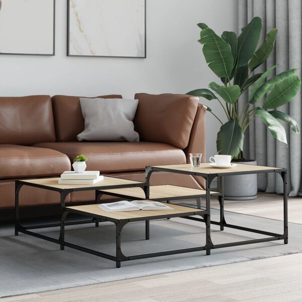 vidaXL Salongbord sonoma eik 107x107x40 cm konstruert tre