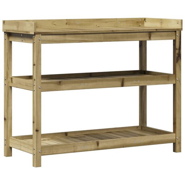 vidaXL Pottebord med hyller 108x45x86,5 cm heltre furu