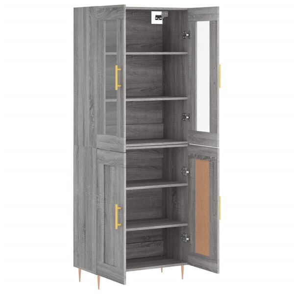 vidaXL Highboard gr&aring; sonoma 69,5x34x180 cm konstruert tre