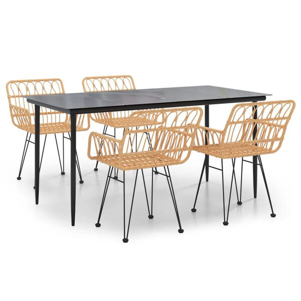 vidaXL Hagespisegruppe 5 deler polyrotting