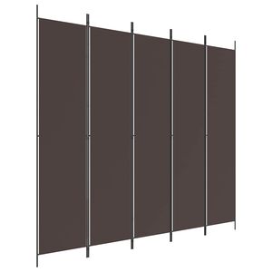 vidaXL Romdeler 5 paneler brun 250x220 cm stoff
