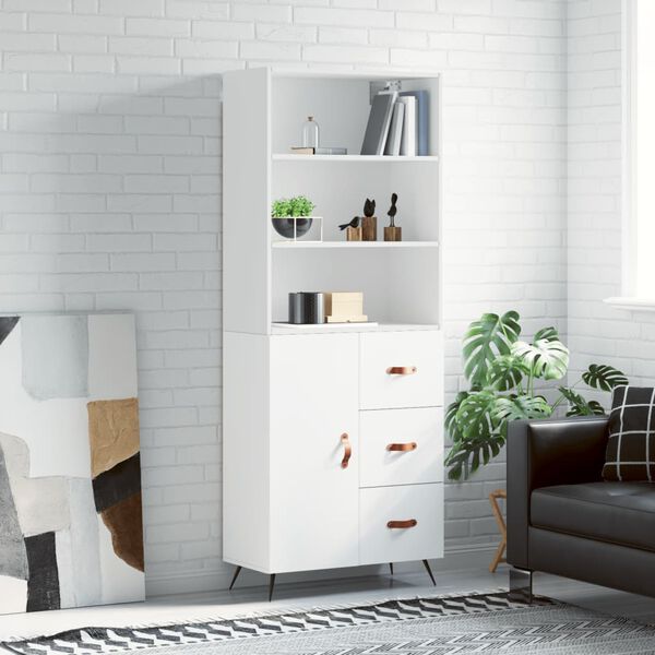 vidaXL Highboard hvit 69,5x34x180 cm konstruert tre
