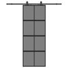 vidaXL Skyved&oslash;r med monteringssett svart 76x205 cm herdet glass