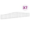vidaXL Gabionkurver buede 7 stk 400x30x40/60 cm galvanisert jern