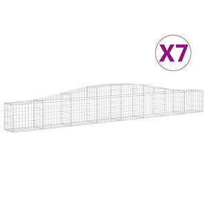 vidaXL Gabionkurver buede 7 stk 400x30x40/60 cm galvanisert jern
